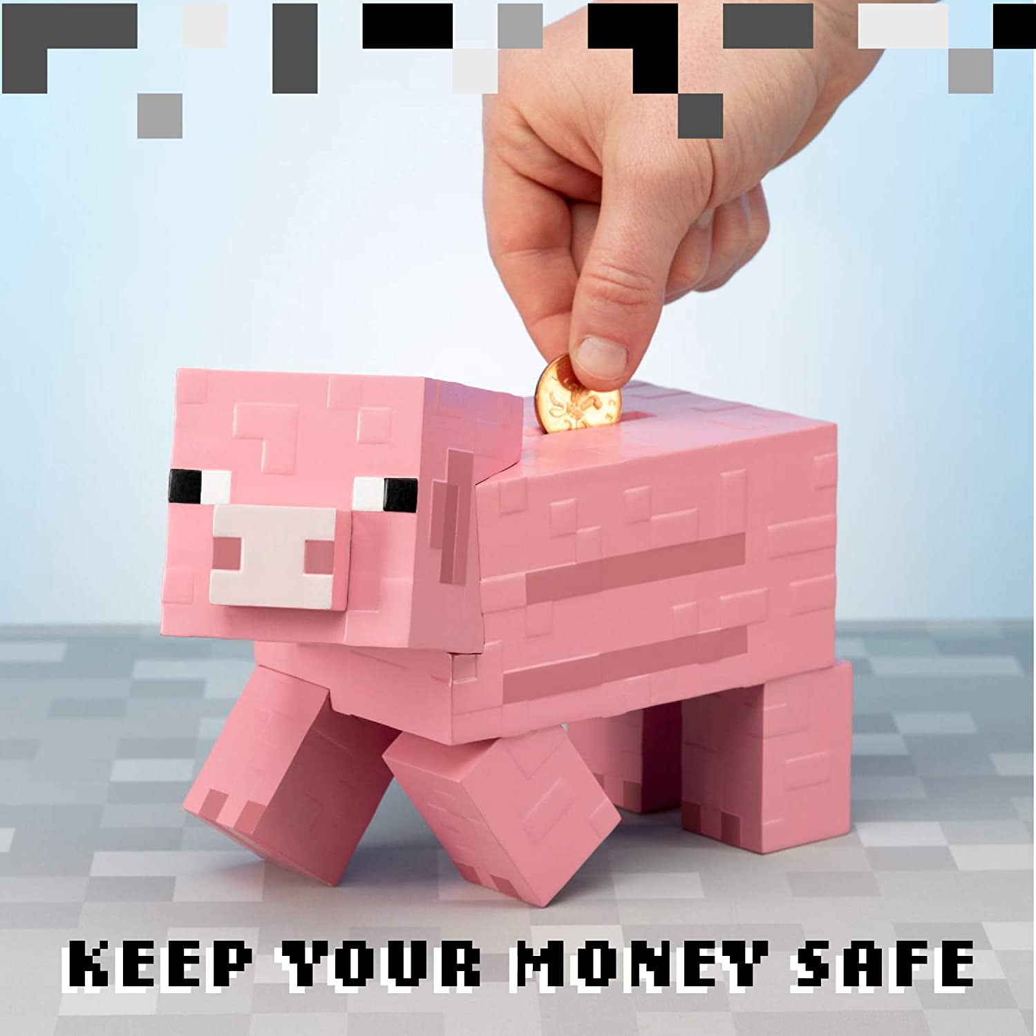 Minecraft Pig Ceramic Piggy Bank, 100% Ceramic, Pink, Mojang