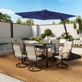 thumbnail image 5 of Mondawe 10ft Heavy Duty Solar Patio Umbrella with Base Included, 360° Rotation, 24 LED Lights, Outdoor Hanging Offset Cantilever Market Sun Shade Umbrella, Navy Blue, 5 of 9