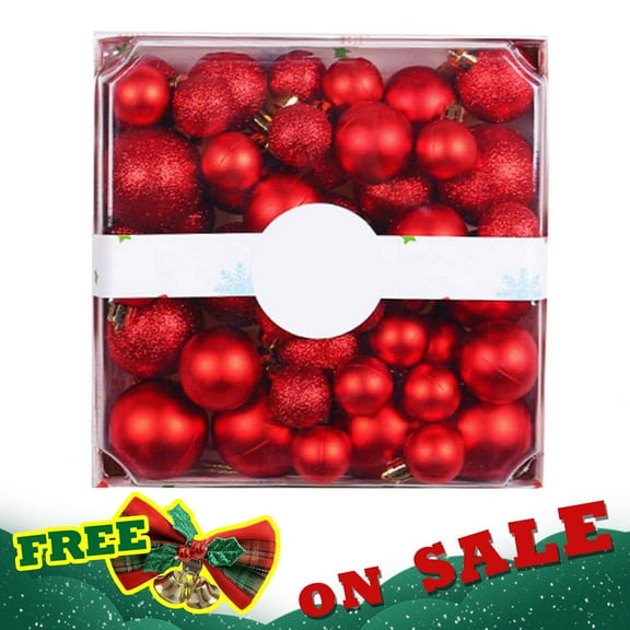 Twfbrm Christmas Ball Ornaments Set 44ct Box Color Christmas Decorations Mall Christmas Tree Decoration Ball Hanging Ornaments with 6 Styles in 3 Sizes(Small Medium Large)