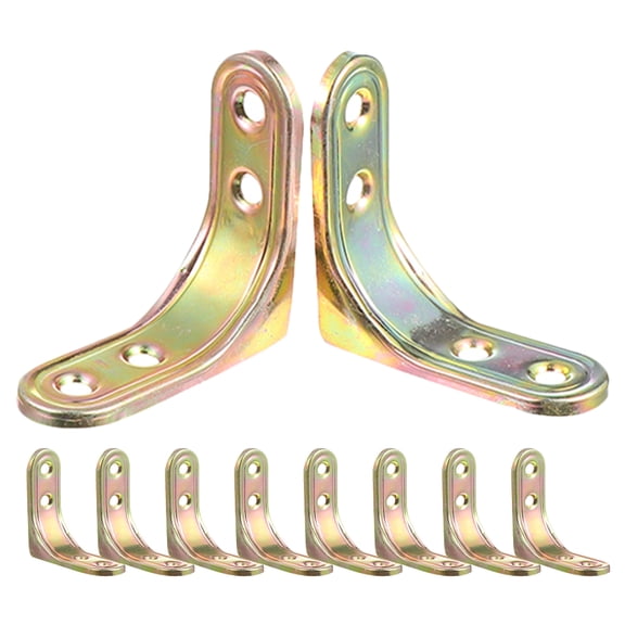 DRAFIDEEP 10 Pcs L Shaped Angle Brackets Golden Metal For Durable Furniture Fixation