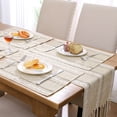 thumbnail image 3 of Table Runner and Placemats Set of 4, Yamaziot Washable Fabric Rectangle Dining Table Mats with Tassels, 13"x72" Table Flag & 13"x18" Place Mats, Beige, 3 of 7