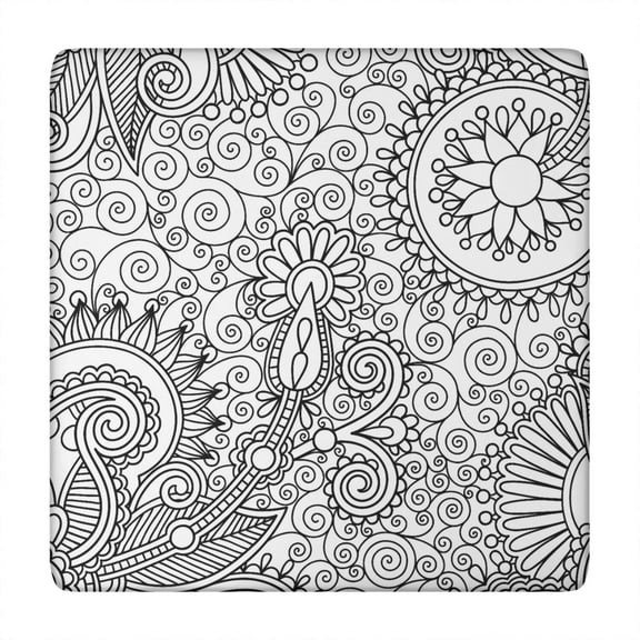 Mandala Tablecloth Zen Meditation Mandala Pattern Waterproof Squre Cover with Elastic Edges and Back for Spiritual Space