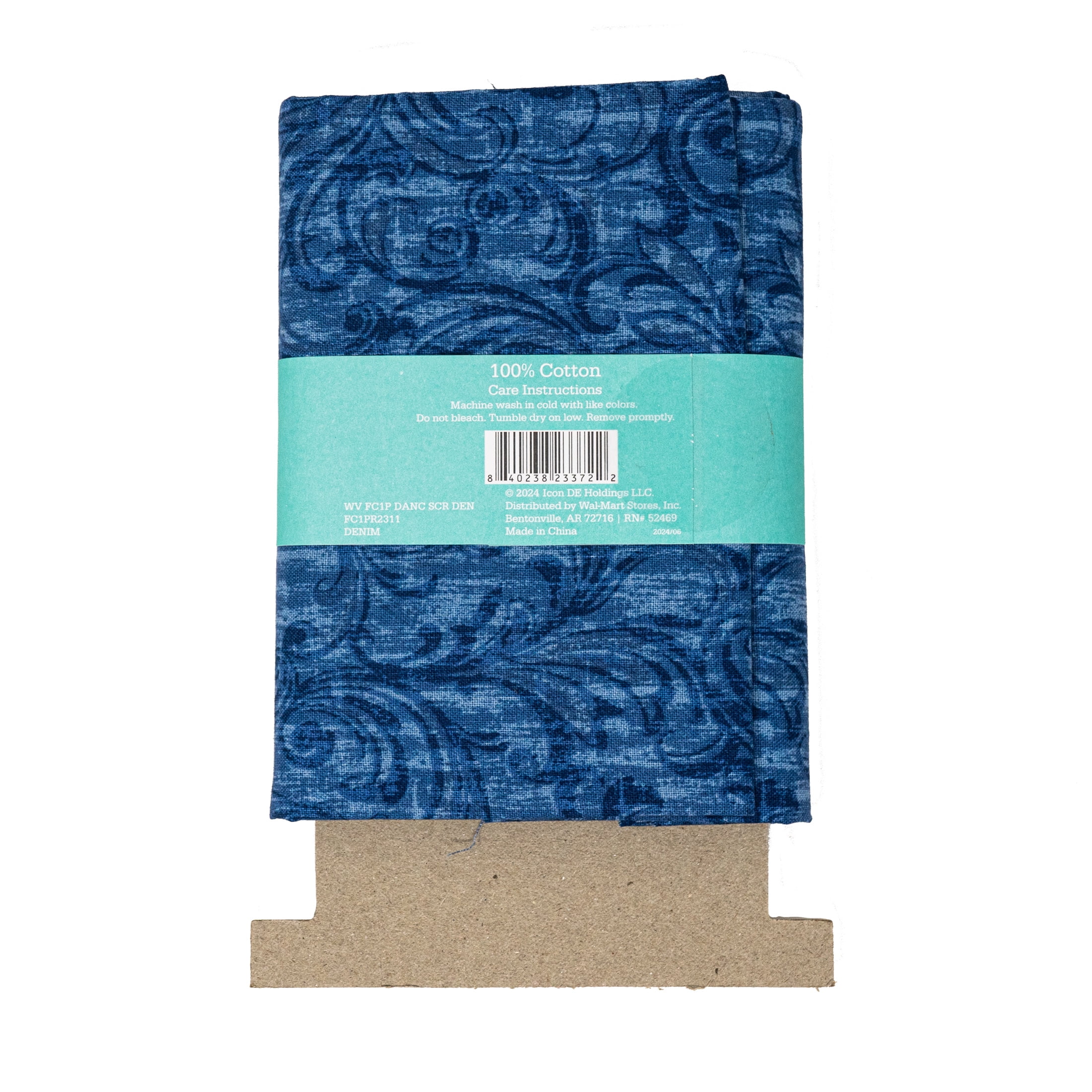 Waverly Inspirations 1 Yard Cut 100% Cotton Prints Fabric Scrolls Denim 44" Wide for Quilting & Sewing