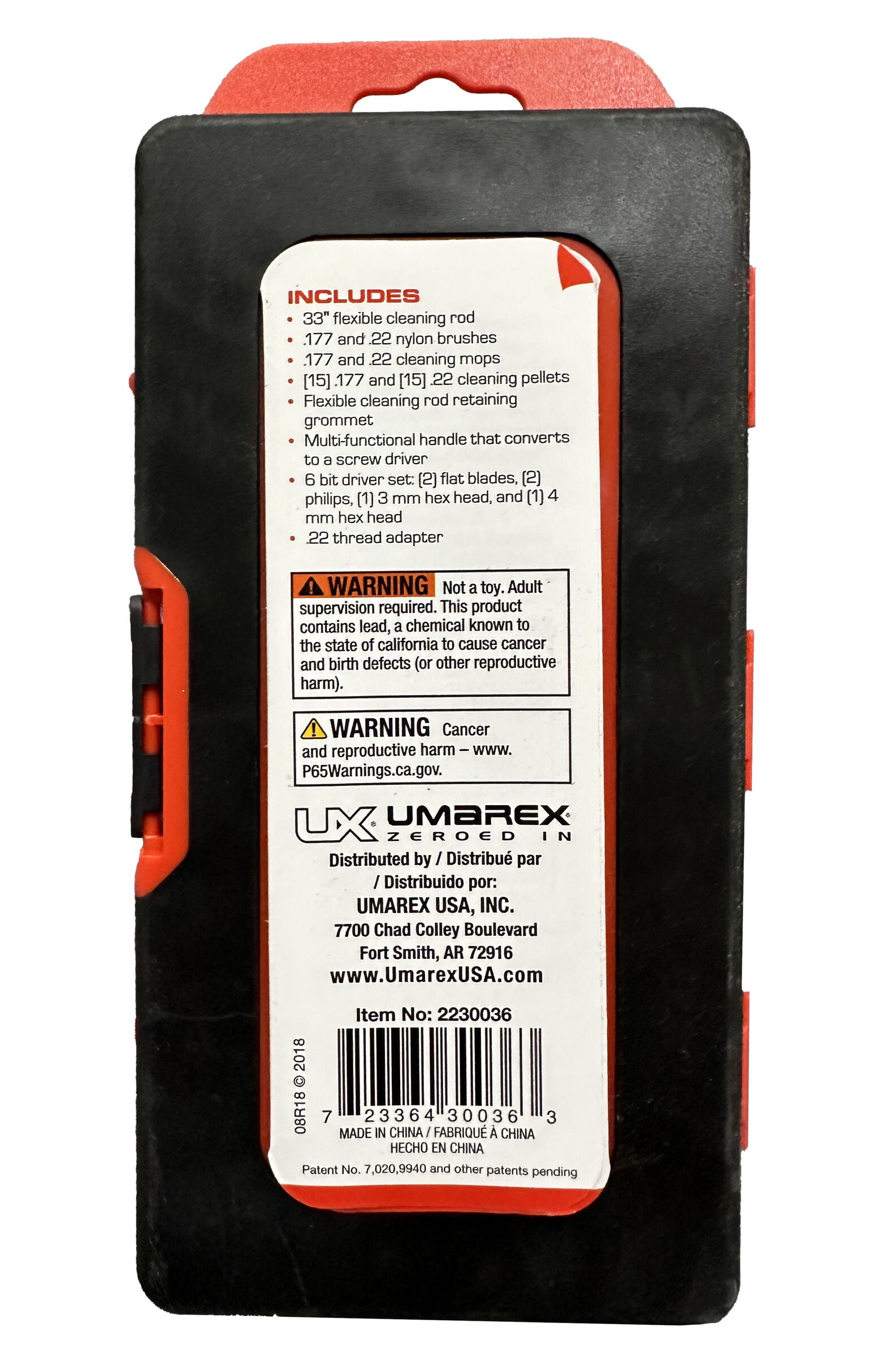 Umarex 40-Piece Air Gun Cleaning Kit for .177 and .22 Caliber, Steel, Nylon, and Cotton Materials with Carry Case