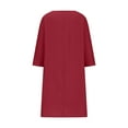thumbnail image 4 of BangWanChi Red Dresses for Women Women鈥榮 Casual Loose 3/4 Sleeve Solid Round Neck Long Dresses, 4 of 5