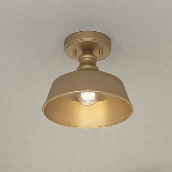Luxury Modern Farmhouse Ceiling Light, 7''H x 10''W, Brushed Brass Finish, Athlone Collection, by Urban Ambiance