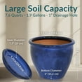 thumbnail image 6 of Sunnydaze Chalet 12" x 12" x 9.5" Round Imperial Blue Ceramic Solid Plant Pot with Saucers (2-Count), 6 of 10