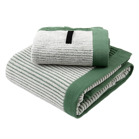 Elainilye Bath Towel Set, 2 Pack Cotton Thick Soft Absorbent Towels for Bathroom, Spa, Beach - Quick-Drying, Include 1 Bath 1 Hand Towels for Home, Gym, Pool, Green