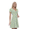 thumbnail image 1 of Women’s A Line Blue and Green Summer Dress, Retro Triangle Arrangement, Cross Wrap V Neck, 6 Sizes, by Ambesonne, 1 of 1