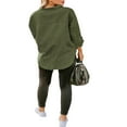 thumbnail image 3 of Women Trendy Jean Shirt Lapel Long Sleeve Button-Up Relax Fit Denim Blouse, 3 of 5