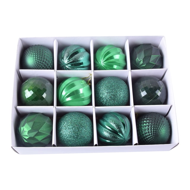 Fiudx Juego de 12 Bolas Navideñas con Purpurina Mate Brillante, Plástico Irrompible, Decoración para Árbol de Navidad, para Uso En Interiores y Exteriores, Multicolor, Bolas de 6 Cm.