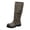 Gray, variant on Xfvqtps Vintage Mid Calf Boots for Women Pull on Round Toe Thick Sole Buckle Strap Faux Leather Tall Boots