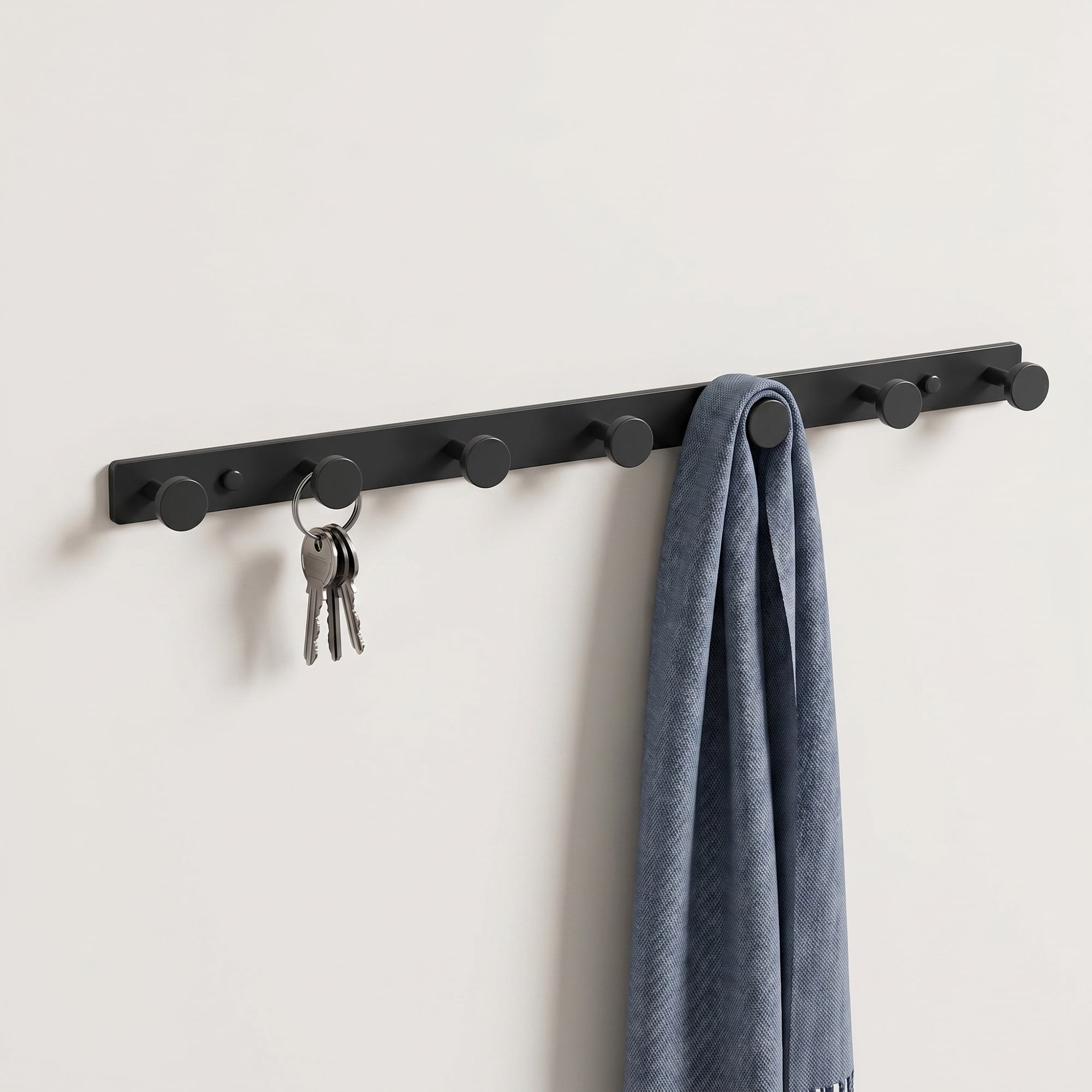 Unique Bargains Coat Rack Wall Mount Aluminum Hook Hat Rack for Entryway Black 19.3" x 1.2"