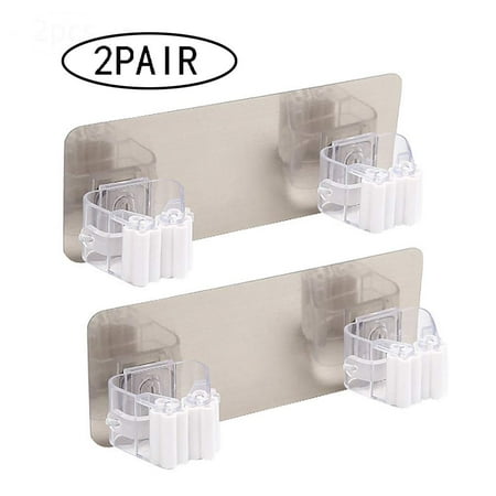 

Mop Holder 2 pcs Broom Mop Holder Self Adhesive Wall Mount Tools Storage Organizer for Kitchen and Bathroom