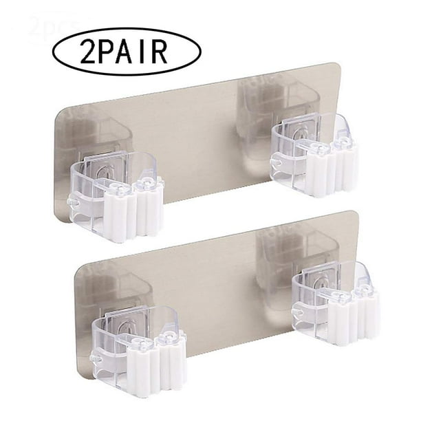 Mop Broom Holder 2 Pair 4 Hooks Self Adhesive Mop Grip Holders Wall