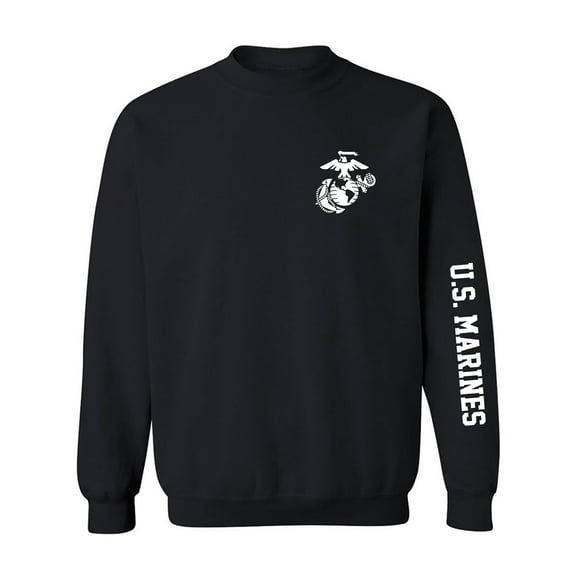 U.S. Marines White Sleeve Print Crewneck Sweatshirt