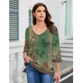 thumbnail image 6 of Zeagoo Women's Blouse 3/4 Length Sleeve V Neck Dressy Floral Tunic Top Soft Lightweight Summer Tees Business Casual Work Tops, 6 of 7