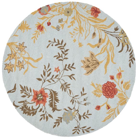 SAFAVIEH Blossom Kelly Floral Flower Wool Area Rug, Blue/Multi, 6' x 6' Round