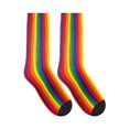 thumbnail image 4 of Men's Rainbow Stripe Print Novelty Athletic Socks Women's Digital Printing Funky Patterned Crew Socks, 4 of 7