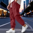 thumbnail image 2 of Mens Casual Drawstring Cargo Pants Lightweight Breathable Loose Fit Trousers with Pockets for Beach Travel Daily Wear, 2 of 10