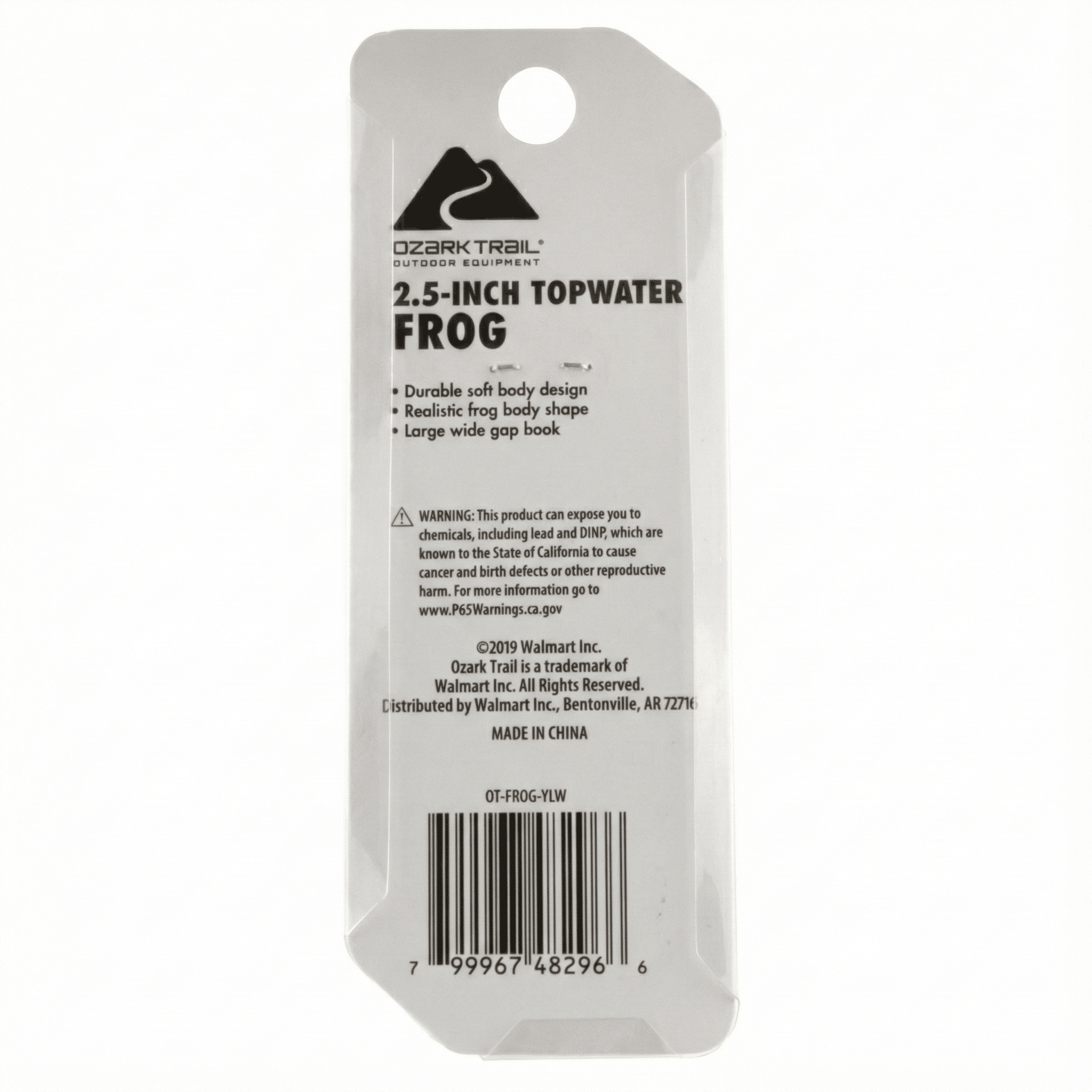 (3 pack) Ozark Trail 2.5" Topwater Frog Lure for Bass Fishing, Yellow