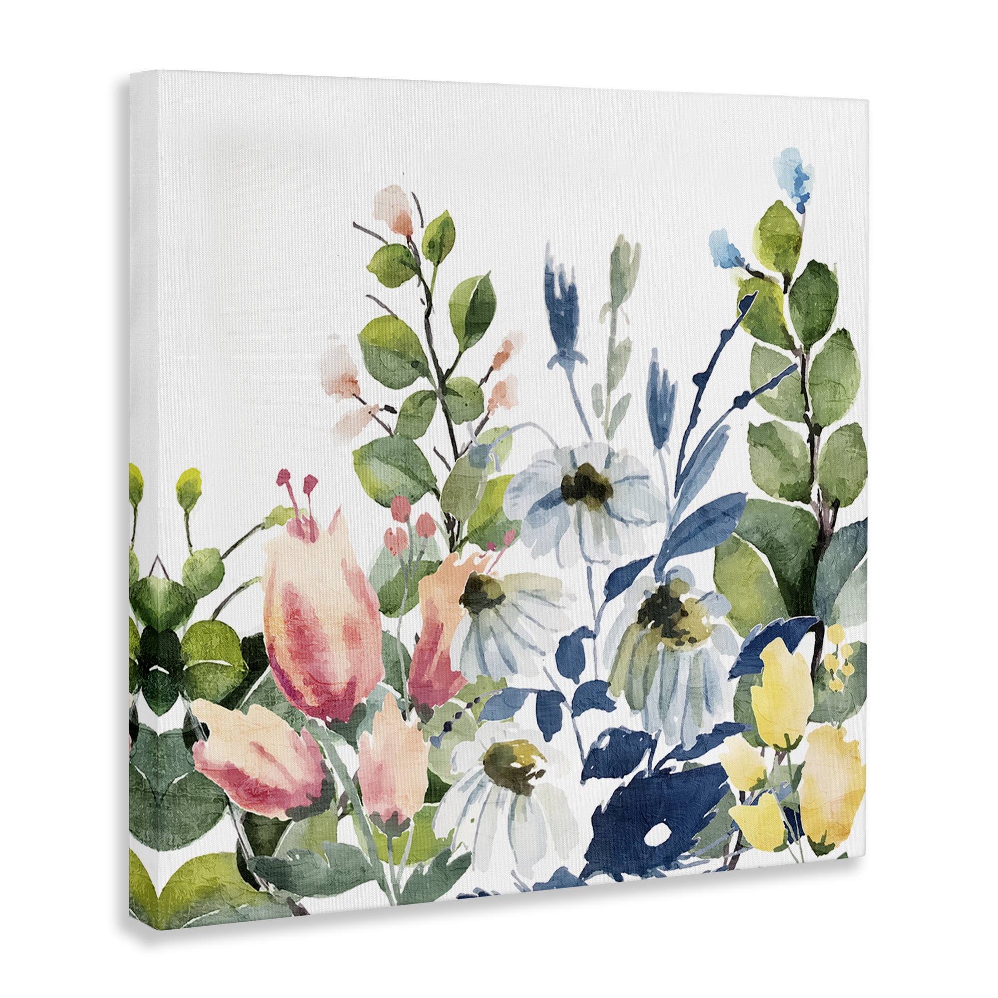 Stupell Industries Assorted Spring Blooms Plants & Flowers Painting Wrapped Canvas Art Print Wall Art, 30 x 30