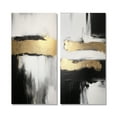 thumbnail image 2 of Designart "Horizontal Perspectives Abstract in Gold and Black VII" Abstract Painting Wall Art Set Of 2 - Modern Gold Canvas Set For Living Room Decor, 2 of 6