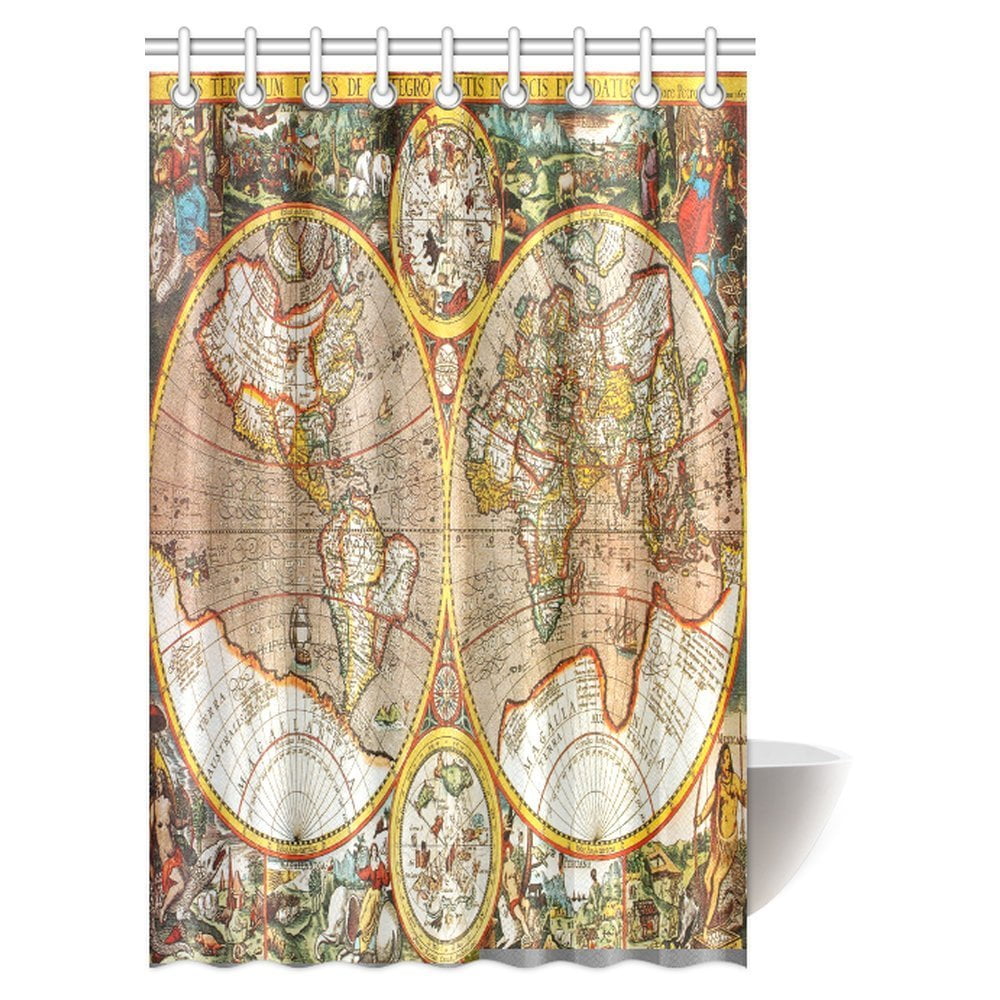 Bathroom Shower Curtains & Rings Antique Shower Curtain Cloth Fabric