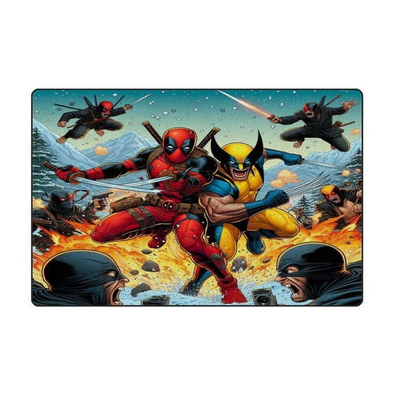 Deadpool Wolverine 15.7*23.6IN Home Decor Rugs Non-Skid Indoor Carpet, Durable Crystal Velvet Living Room Sofa Floor Mat
