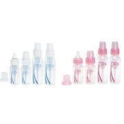 Dr. Browns Bottles 4 Pack (2 - 8 oz bottles) and (2 - 4 oz bottles), Clear & Pink Set + Eyebrow Ruler