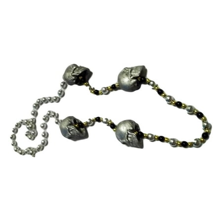 Skull Mardi Gras Beads - Silver Skull Pirate Mardi Gras Beads Party Favor Necklace