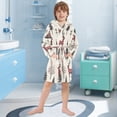 thumbnail image 5 of FORMRS Niños Bathrobe Unisex Hooded Robe Soft Plush Pajamas Sleepwear, Size 4-6T, Beige Christmas Plaid, 5 of 7