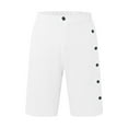 thumbnail image 4 of LiuXxxx Mens Linen Shorts Elastic Waistband Classic Fit Button Summer Beach Casual Shorts White XXL, 4 of 5