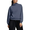 thumbnail image 4 of Sweaters For Women Oversized Mock Neck Pullover Long Sleeve Sweatshirt Fleece Lined Drop Shoulder Solid Color Casual L Womens Sweaters, 4 of 9