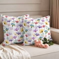 thumbnail image 2 of Colorful Floral Pillow Covers 2 Pack Watercolor Purple Yellow Blue Pink Flowers Pillowcase Waterproof Outdoor Throw Pillow Cover for Patio Garden Square Cushion 24”x24”, 2 of 9