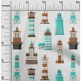 thumbnail image 2 of oneOone Viscose Jersey Turquoise Blue Fabric Sea Lighthouse Dress Material Fabric Print Fabric By The Yard 60 Inch Wide, 2 of 7