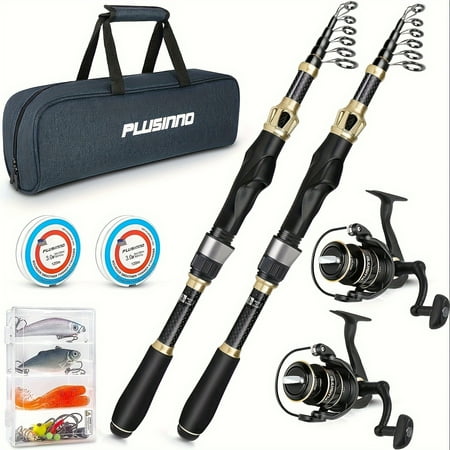 DFGBTYI1 Fishing Rod and Reel Combo Fishing Pole Telescopic Fishing Rod Kit with Spinning Reel Telescopic Fishing Pole with Carrier Bag for Freshwater Saltwater for Men Women