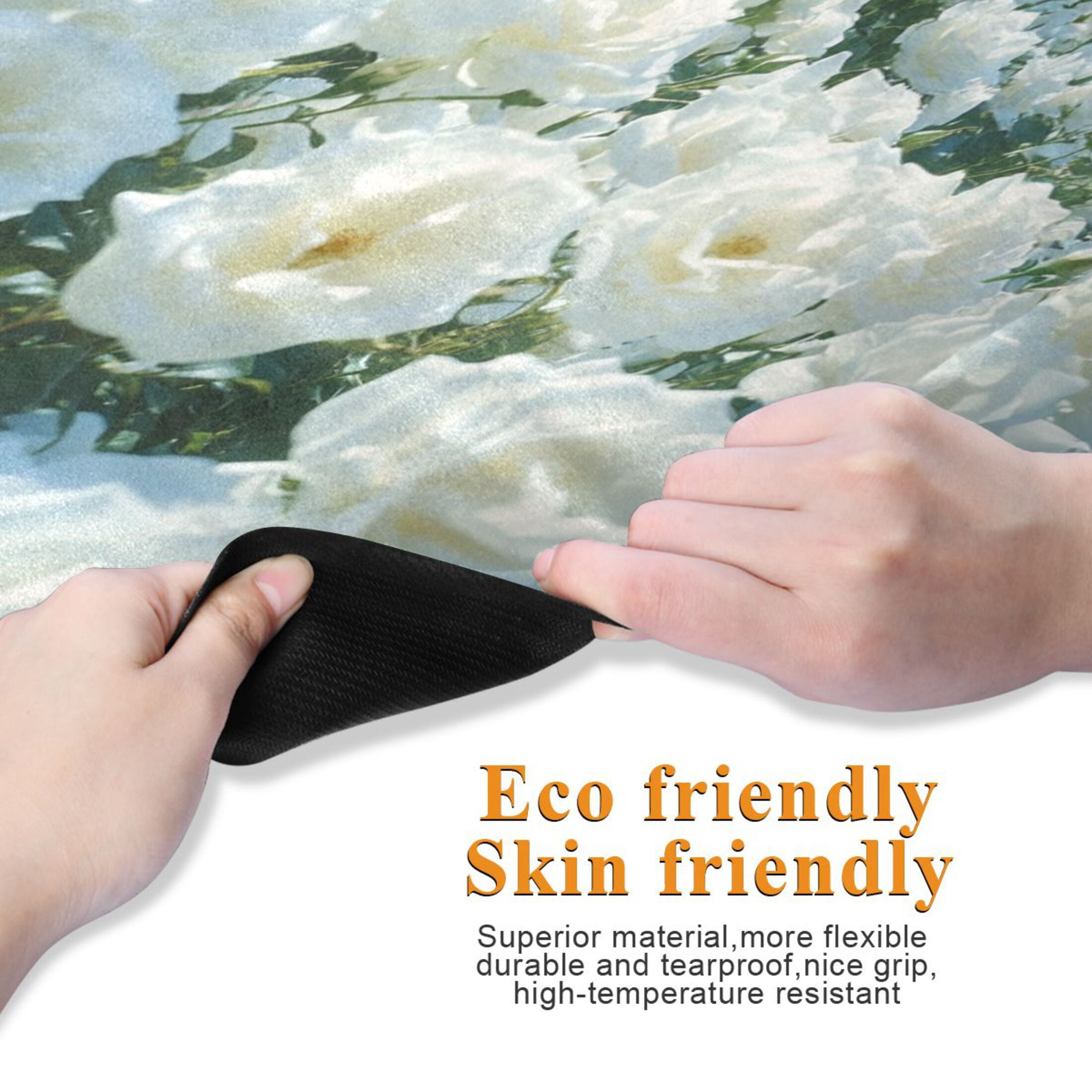 BZSMCE Yoga Mat Women White Roses with Mountain Backdrop Fitness Mat