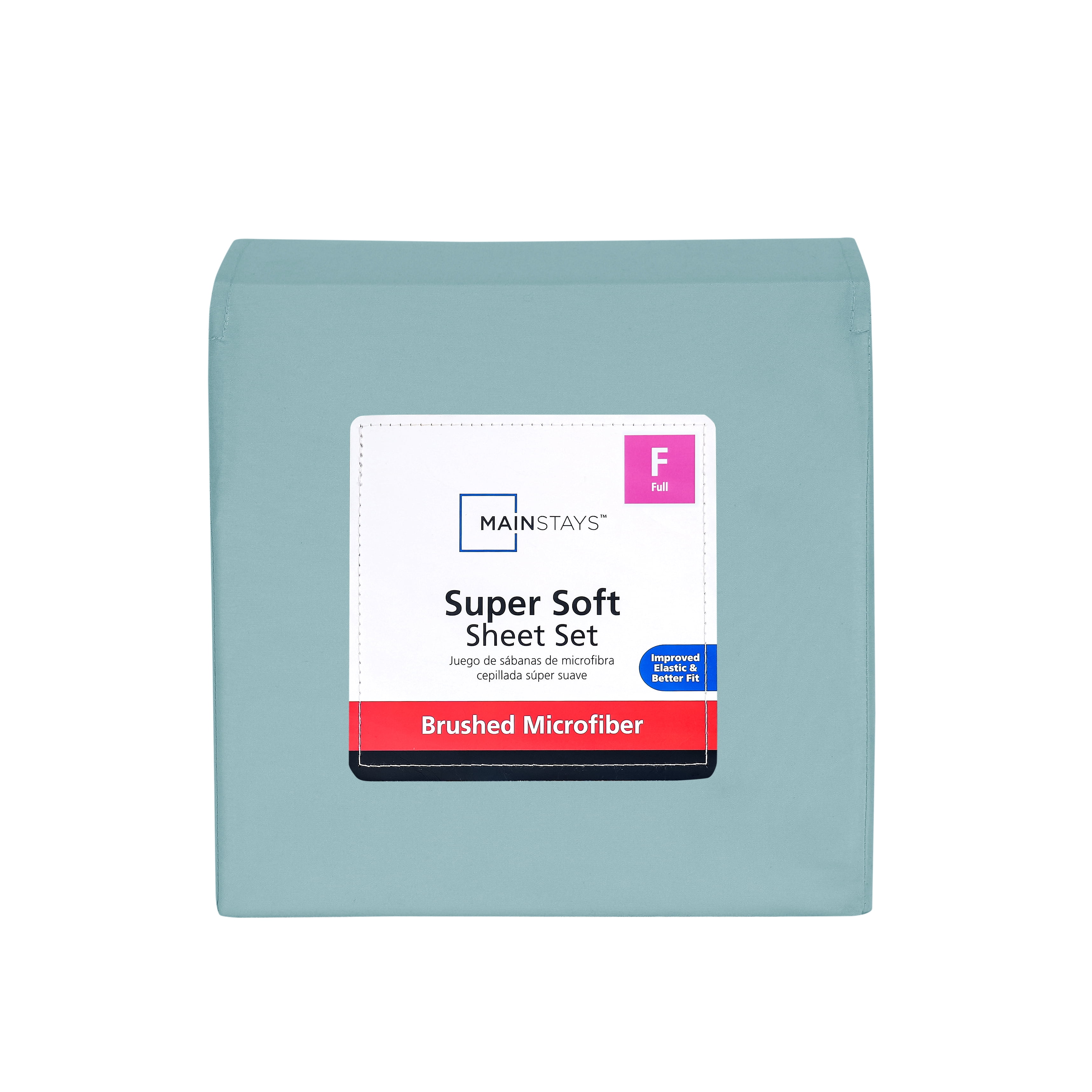Mainstays Super Soft Brushed Microfiber Bed Sheet Set, Blue Cameo, Full, 4 Piece