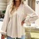 thumbnail image 2 of Tops/camisas con cuello en V y estampado fruncido de manga larga a la moda para mujer Pompotops FGAJ15971, 2 of 8