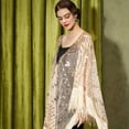 thumbnail image 3 of Women Evening Cape Soft Satin Evening Scarves Wedding Bridal Cape Shawl Wraps Sequin Evening Cape Gatsby Party Bridal Shawl For Evening Dresses, 3 of 7