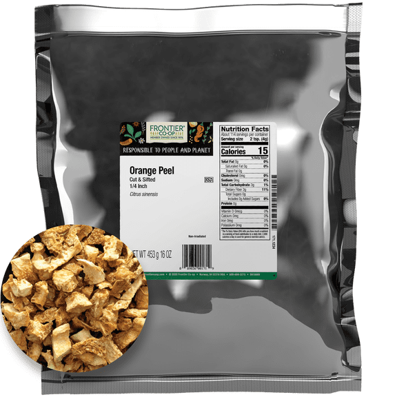 Frontier Co-op Orange Peel, Cut & Sifted, 16 oz. Bag