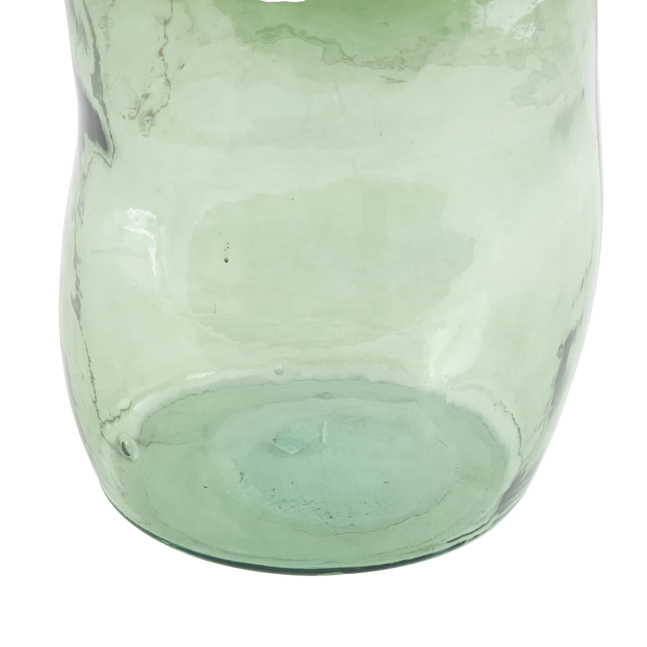DecMode 29" Abstract Handmade Tall Curved Spanish Bottle Neck Ombre Green Recycled Glass Vase