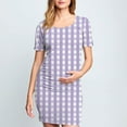 thumbnail image 1 of Ovzne Robes d'Été pour Femmes 2025 Robe pour Femme Jupe de Maternité Plissée Imprimée à la Mode Manches Courtes Col Rond Mi-Mollet Robe d'Été Manches Courtes Imprimée Liquidation, 1 of 7