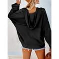 thumbnail image 2 of Arvbitana Women Teen Girls Autumn Casual Hooded Sweatshirt Solid Color Long Sleeve Button Down Hoodie Oversized Pullover Fashion Tops, 2 of 3