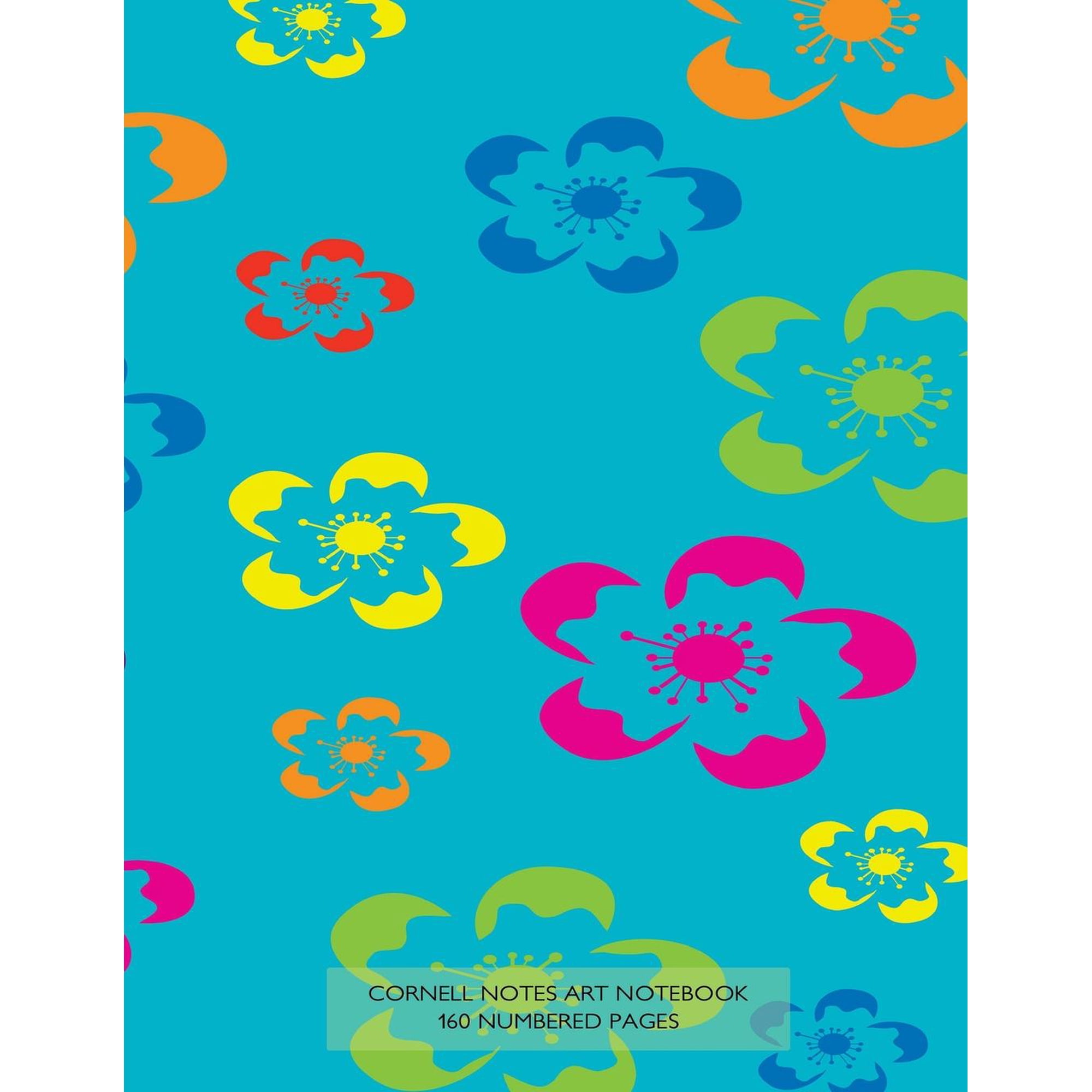 Cornell Notes Art Notebook 160 Numbered Pages: Notebook for Cornell Notes with Blue Floral Cover - 8.5x11 Ideal for Studying, Includes Guide to Effect