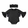 thumbnail image 3 of Zecgelong Baby Bat Long Sleeve Romper with Headband Toddler Party Outfit Black Size 0-18M, 3 of 5