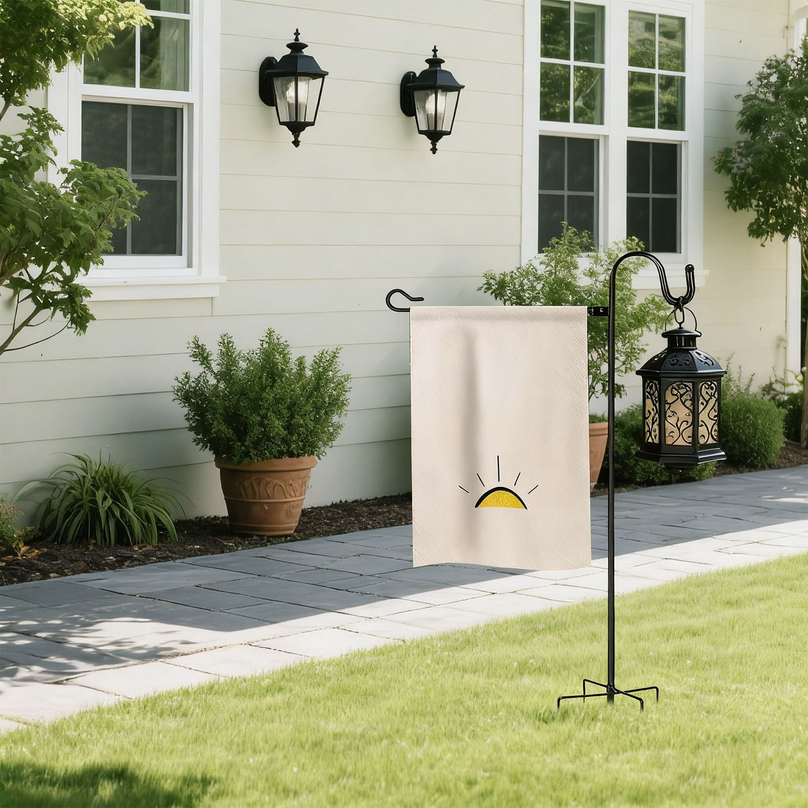 Heavy Duty Garden Pole Stand Holder with Secure Tiger Clip and Stoppers for Outdoor Bird Feeders and Seasonal Decorations