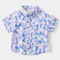 thumbnail image 2 of HCNTES Boys Short Sleeve Henley Shirt Button Up Linen Cotton Dress Shirts Tees Tops(Blue,4-5 Years), 2 of 8