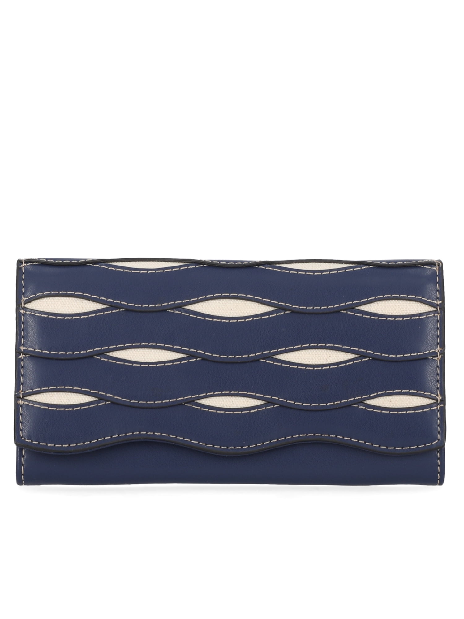 Free Assembly Women's Avery Cut Out Clutch Wallet, Dark Denim and Cream